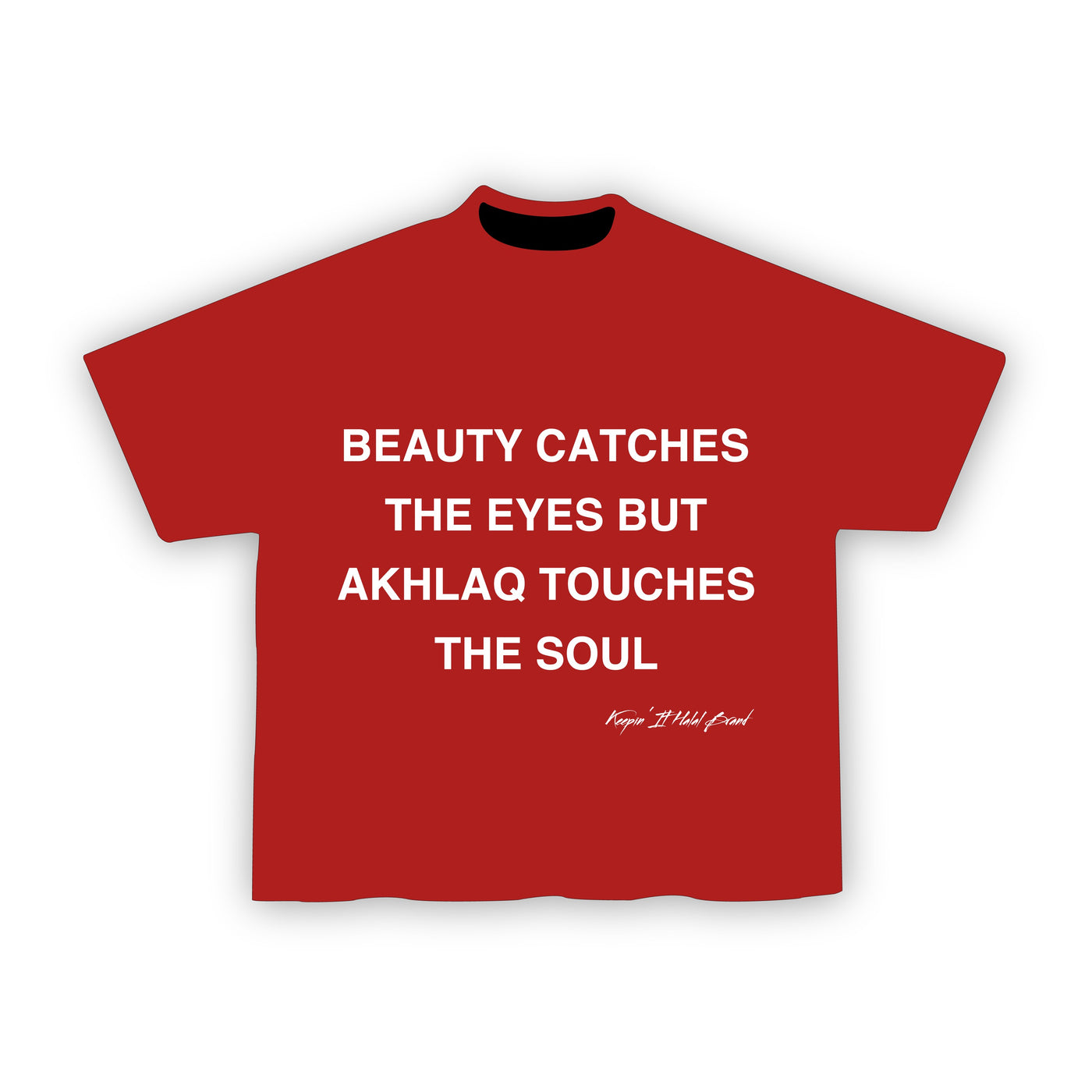 Akhlaq Over Beauty Heavy Oversized Tee (Red)