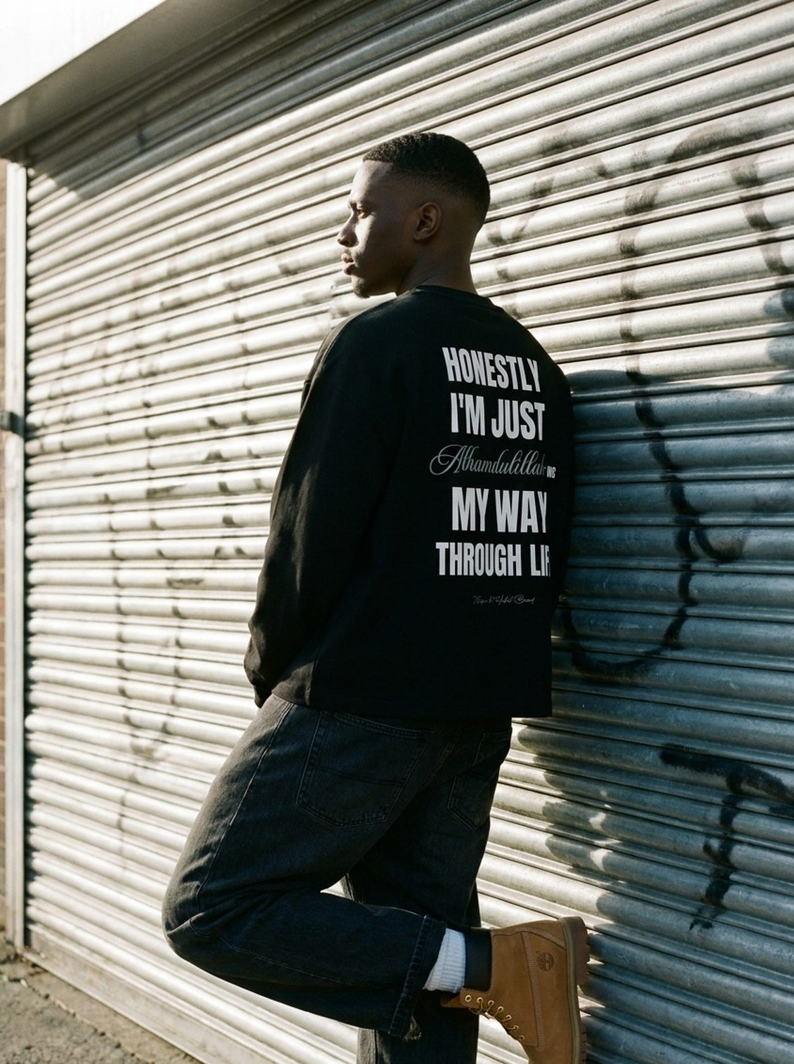Honestly Alhamdulillah long sleeve, industrial shutter