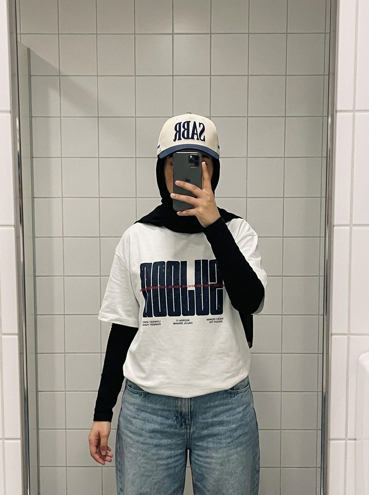 Sujood for the Heart white tee, mirror